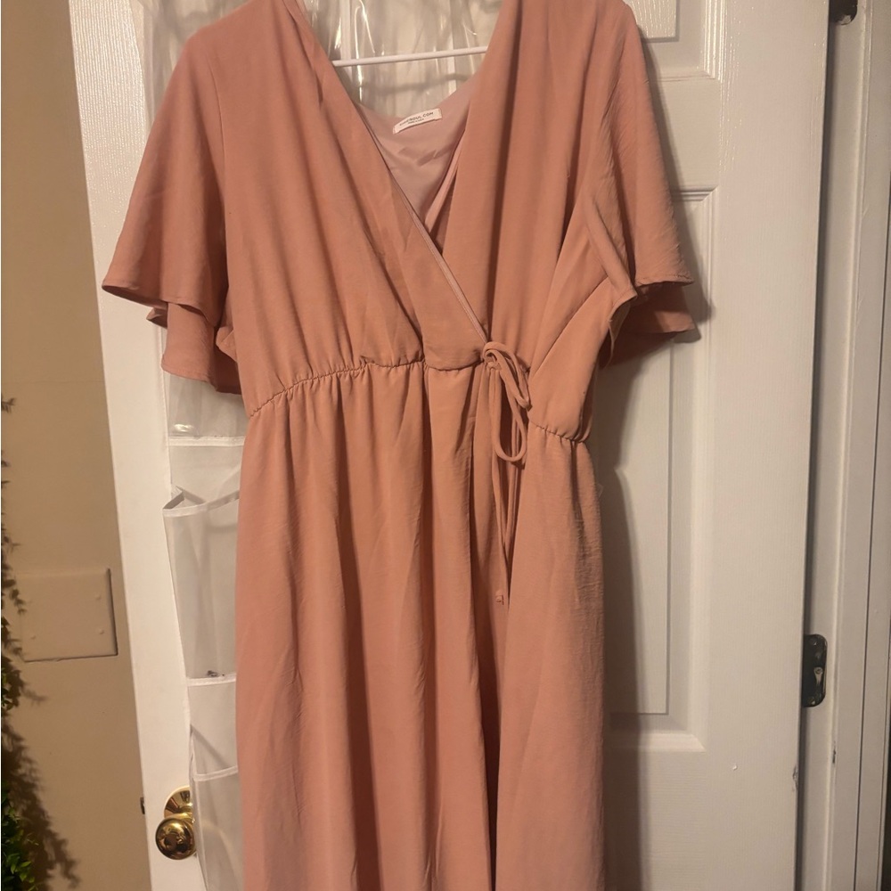 Elegant Pink Wrap Dress